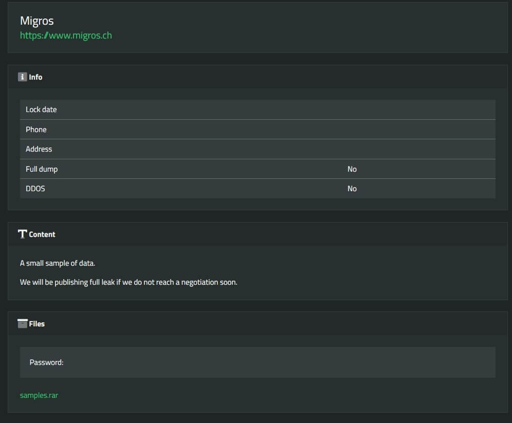 Migros Data Claimed Obtained by Stormous Threat Actors