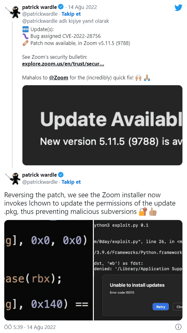 Figure: Twitter posts from Patrick Wardle