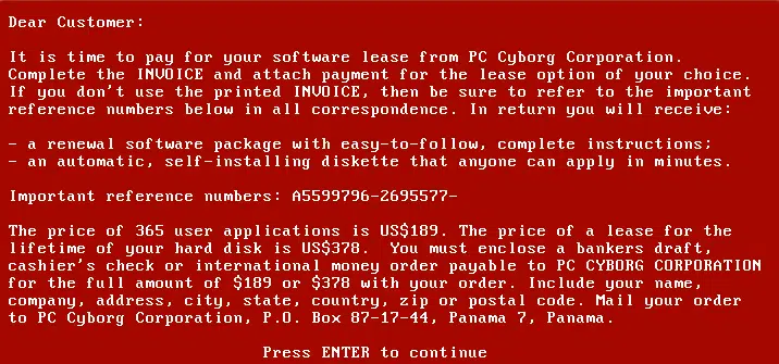 earliest ransomware called aids