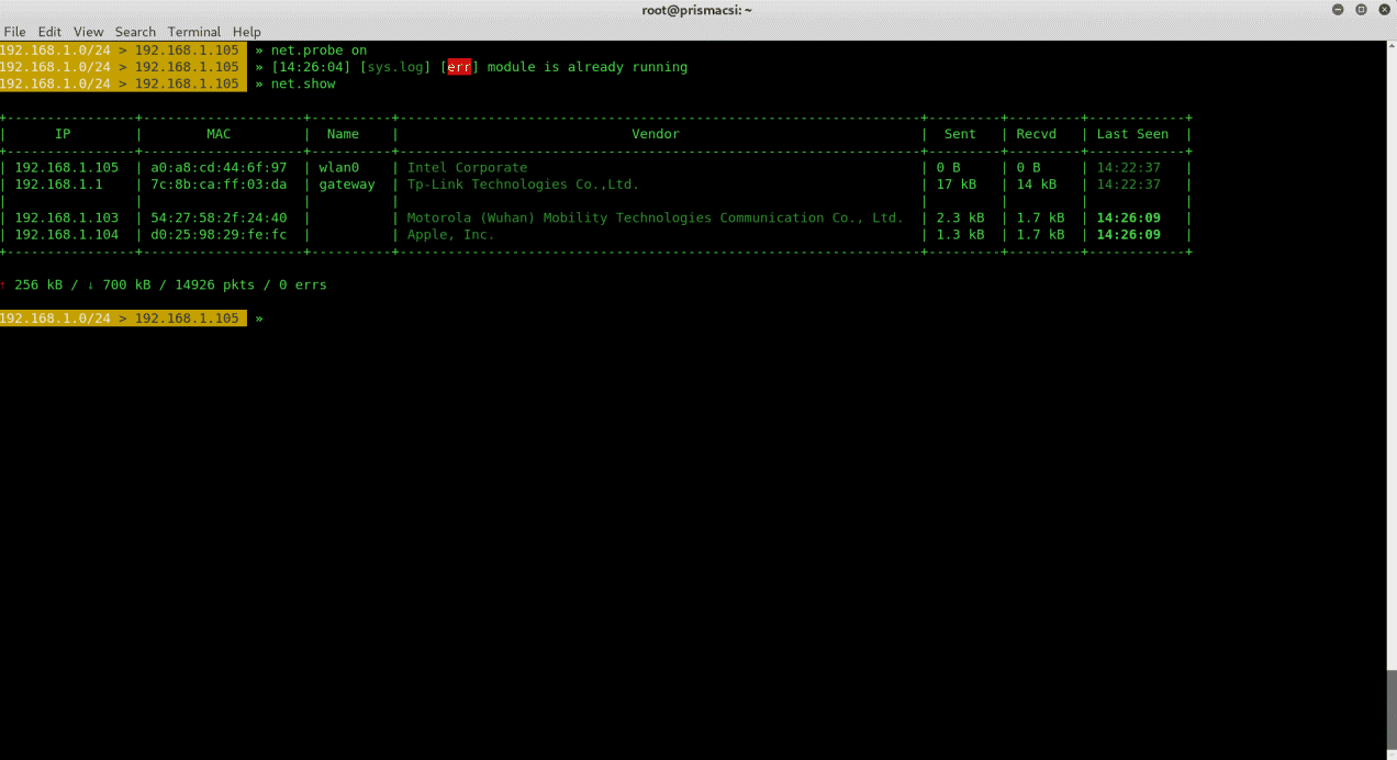 bettercap net command