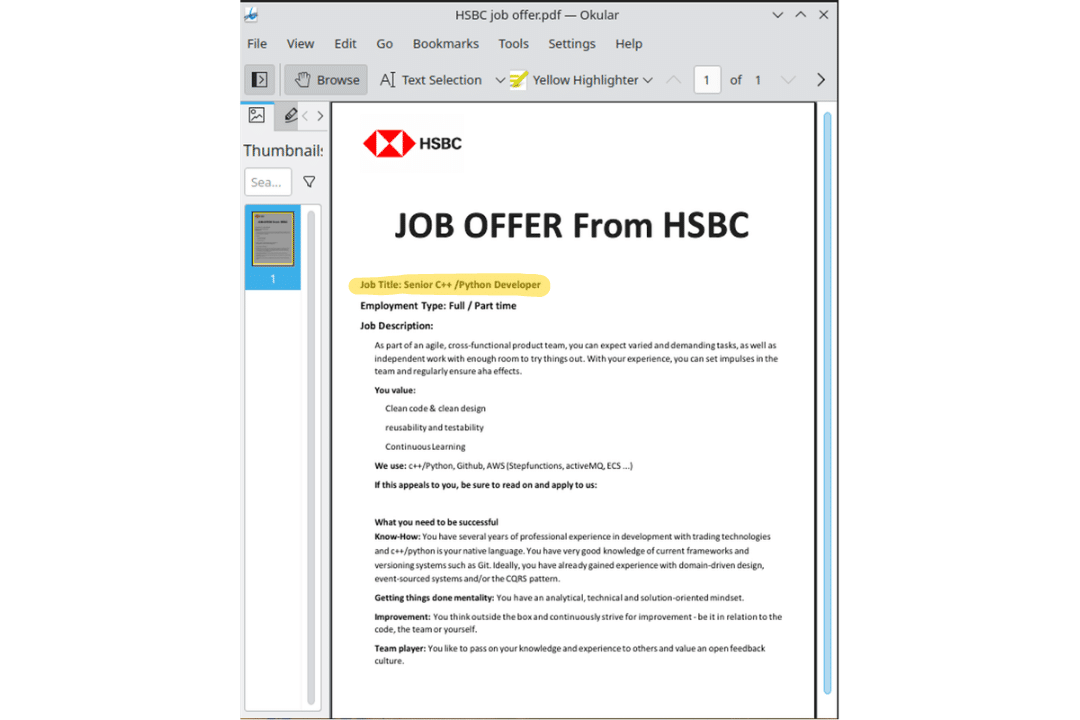 Figure 1: A fake job offer description