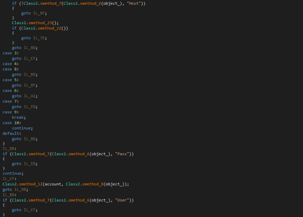 Extracted data during redline stealer malware attack