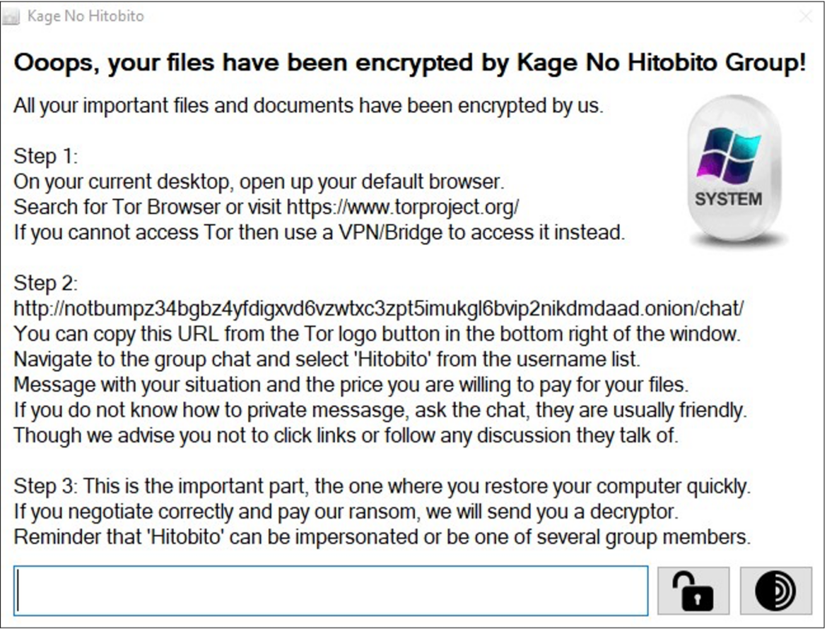 KageNoHitobito Ransomware
Technical Analysis