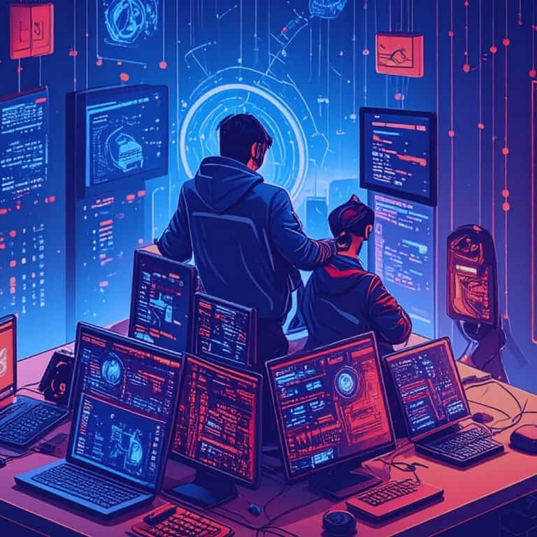 Cybersecurity experts monitoring digital threats and protecting brand integrity with advanced techno.