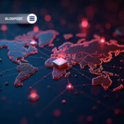 Digital world map highlighting phishing attack hotspots and cyber risk connections