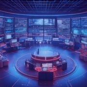 A team of cybersecurity professionals monitoring digital infrastructure as part of managed security services