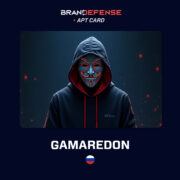 Gamaredon APT card with masked hacker image representing Russian cyber espionage group