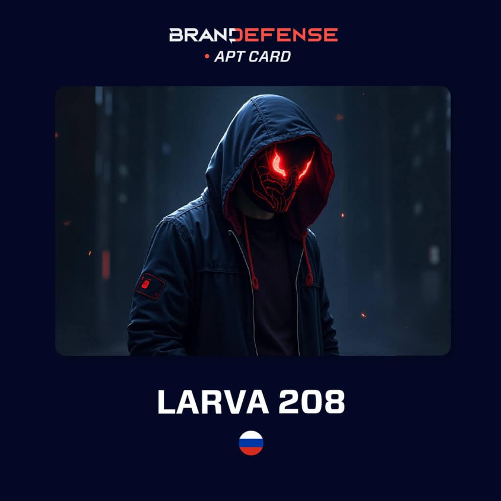 Illustration of Larva-208, a Russia-aligned hybrid cyber threat actor operating ransomware and espionage campaigns