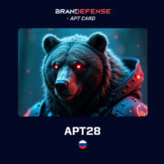 Illustrative APT28 threat card featuring a bear symbolizing Russian state-linked cyber operations.