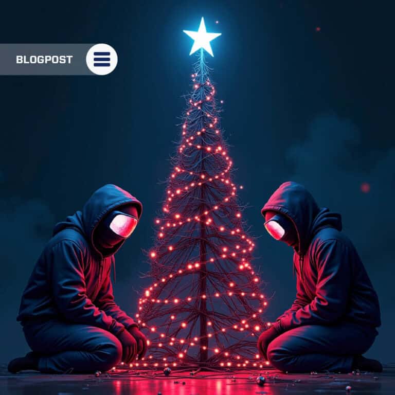 Two figures facing a glowing digital tree symbolizing the evolving attack surface in 2026