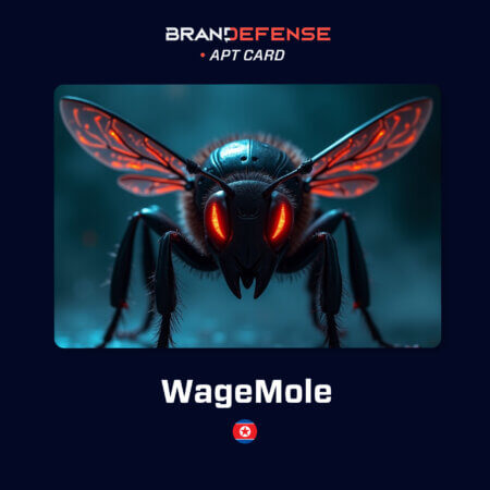 Illustration of WageMole APT represented as a glowing cyber-insect symbolizing North Korean cyber operations.