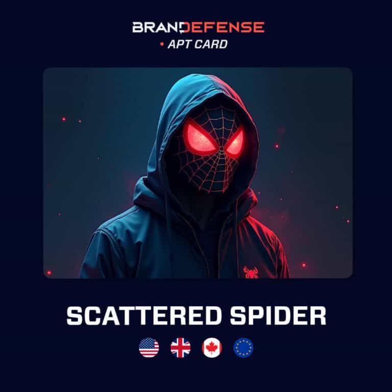 Illustration of Scattered Spider APT actor wearing a dark hoodie and glowing mask, representing the English-speaking cybercriminal group UNC3944/Octo Tempest.