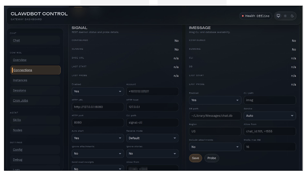 Exposed Clawdbot control dashboard accessible without authentication