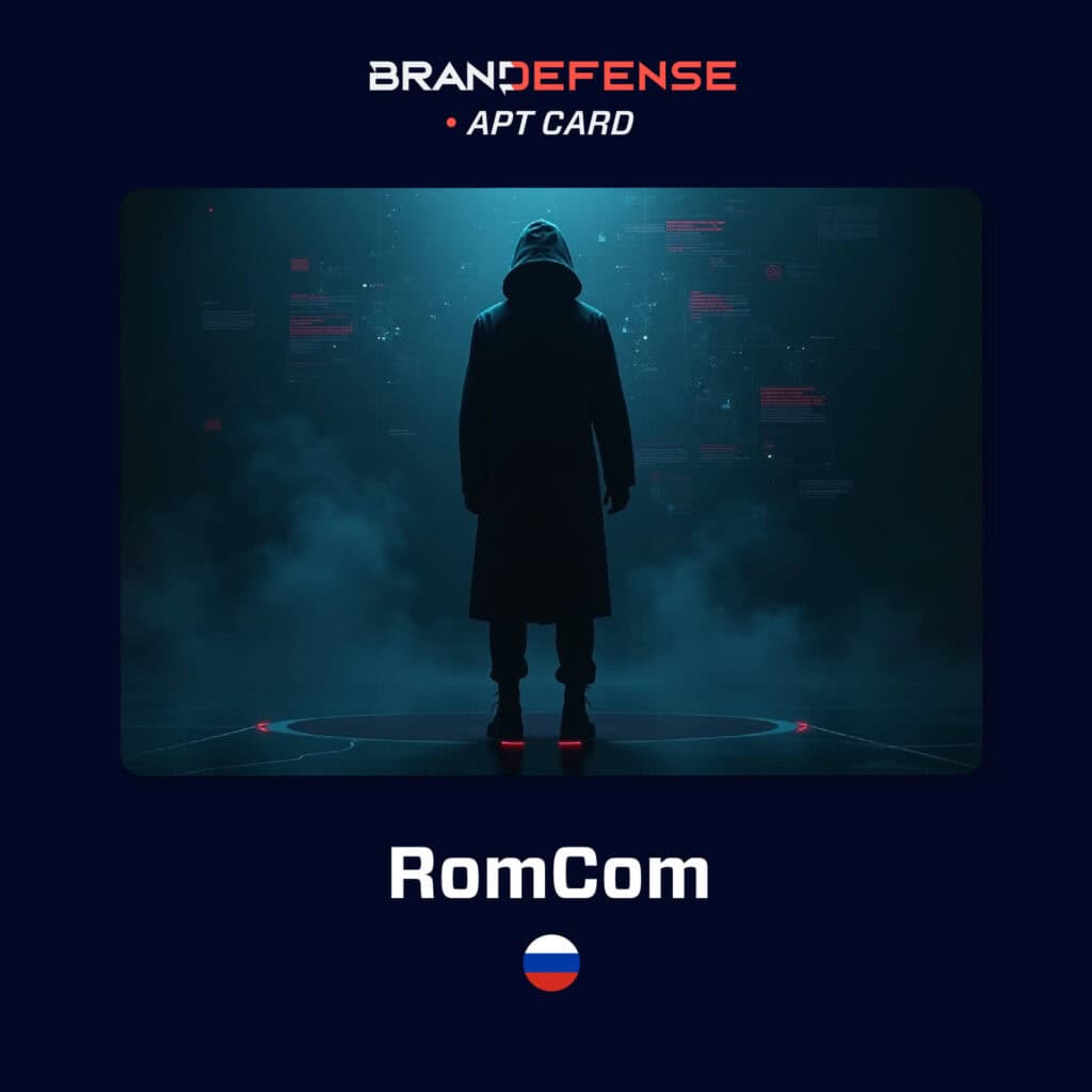 RomCom APT group visualization representing Russia-aligned cyber espionage activity