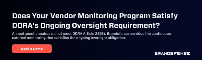 Vendor monitoring program ensuring DORA compliance and ongoing oversight.