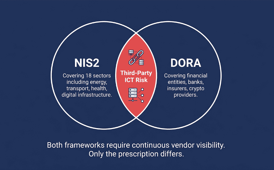 Comparison of NIS2 and DORA third-party risk management requirements