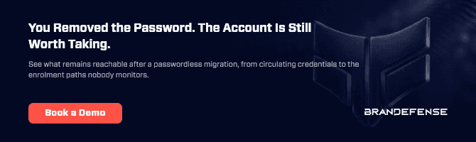 Secure passwordless login account with BrandeDefense.