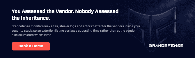 Security dashboard showing vendor risk and monitoring metrics.