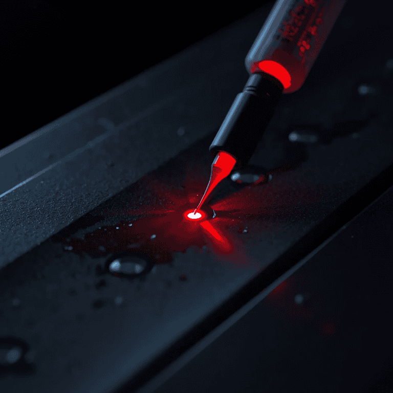 Penetration testing with a red laser pointer on a server.