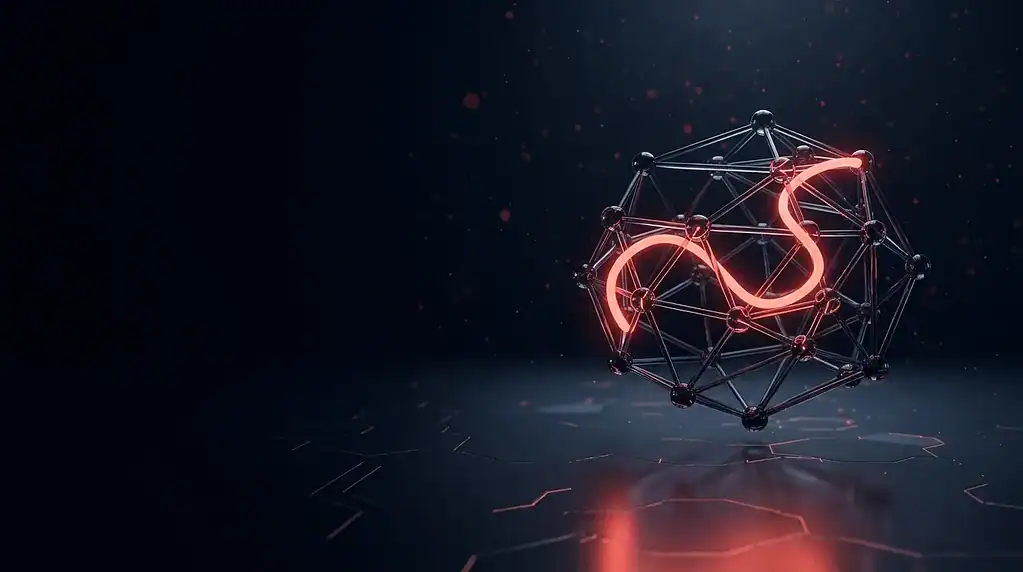 Brandefense SEO graphic with neon connected network and glowing red S-shape.