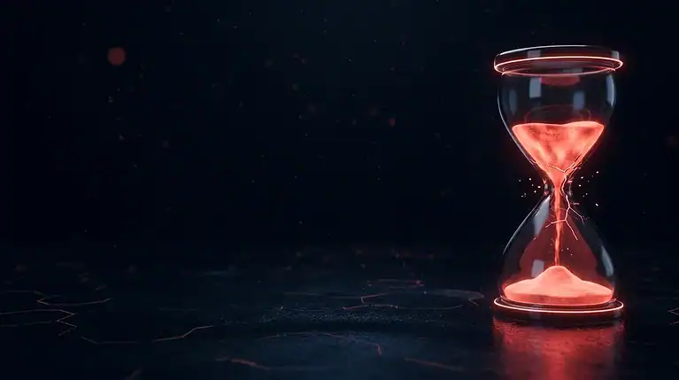 Dark glass cracked hourglass with red neon lines, cover art for: GitLab CVE-2026-110264: Am I Affected and What to Do in the Next Hour