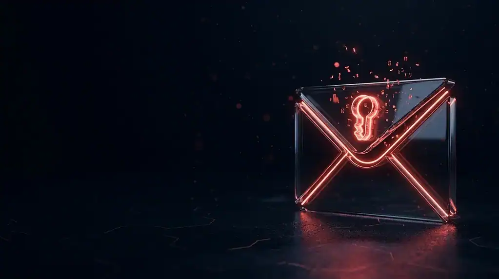 BrandDefence neon envelope with keyhole glow in dark setting.