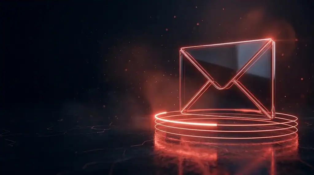 Dark glass envelope inside red inspection rings, cover art for: Free Domain Security Checks