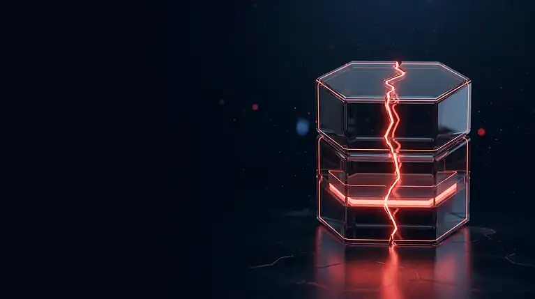 Futuristic data storage with lightning effect, representing cybersecurity and data protection.