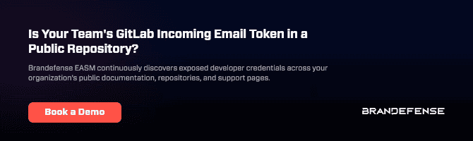 Team's GitLab incoming email token security in public repositories.